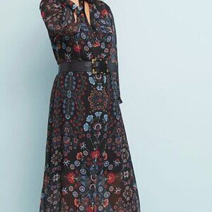 Anthropologie Laia Maxi Dress, Black Motif, SZ L